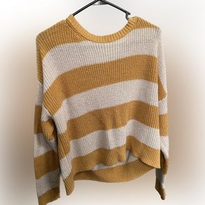 American Eagle yellow and white striped sweater